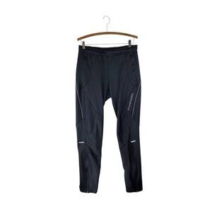 Showers Pass Fleece Lined Track Pants Black Reflective Leg Zipper Mens Medium